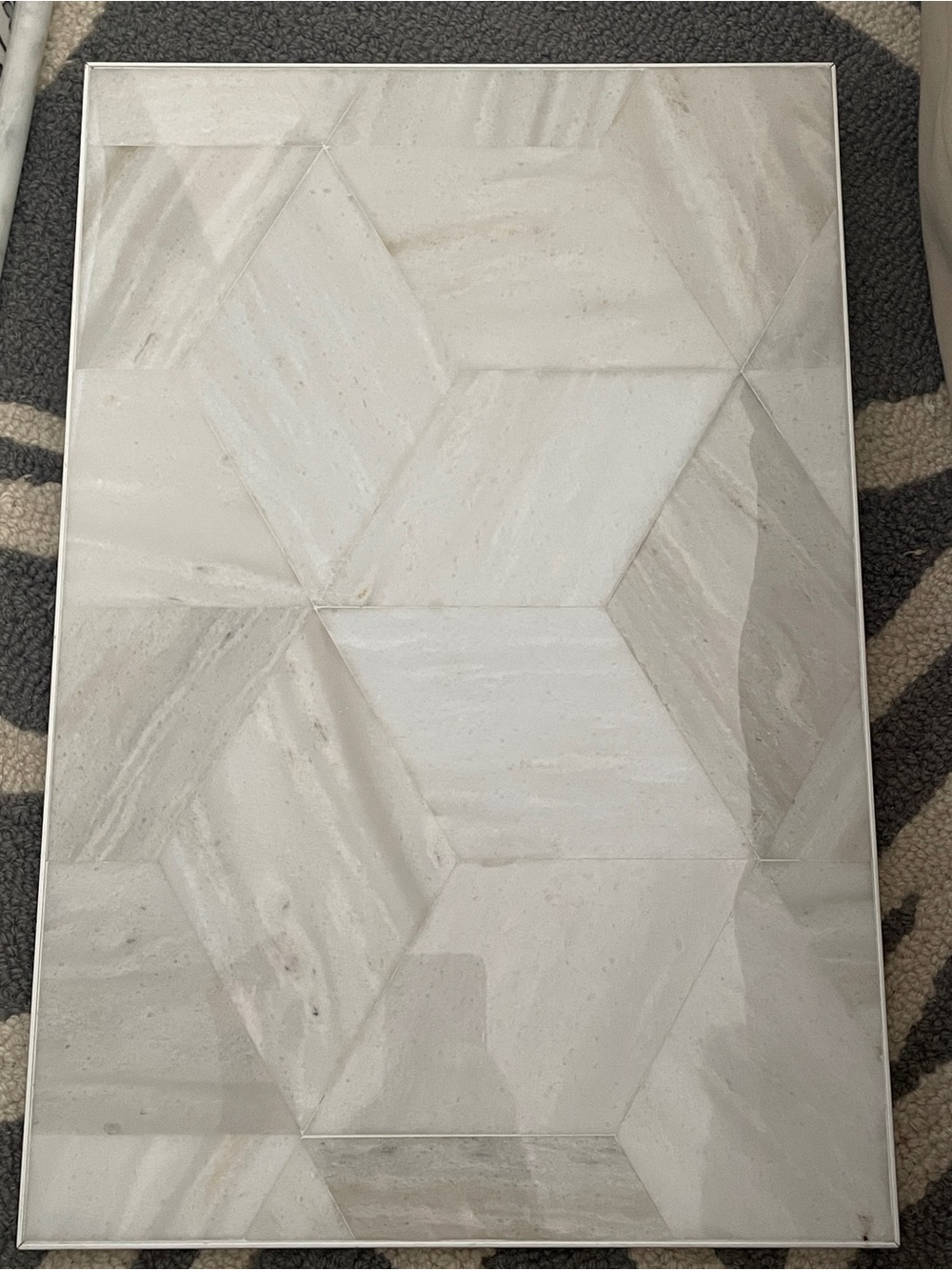 Modern Neutral Geometric Marble Wall Art - Biedge /cream color
